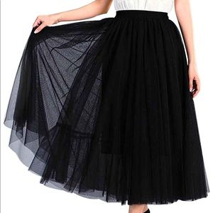 Elastic Waist Mesh Long A Line Tutu Tulle Skirt